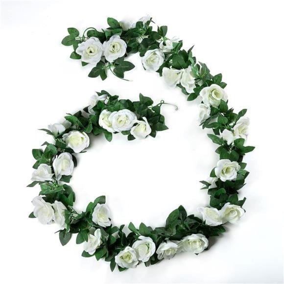 2 Pack (16FT) Artificial Rose Vine Flowers Plants Fake Flower Vine for Wedding - Picture 3 of 5